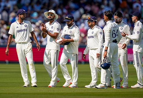 Indian players walk of the field at Lord's