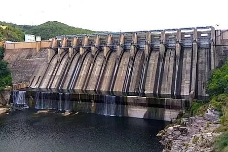 Due to decreasing inflows, all gates of Srisailam dam were closed. 