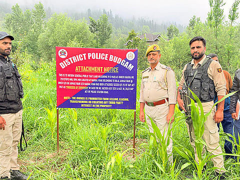 Police install attachment notice at property in Budgam. Image used for representational purposes only.