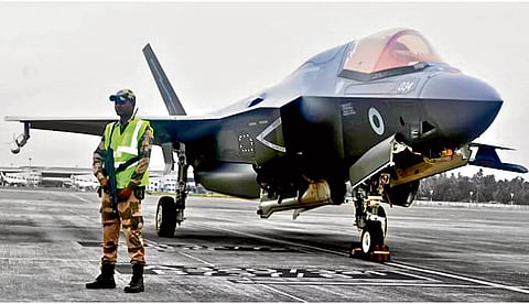 British F-35B fighter jet at Thiruvanathapuram International Airport 
