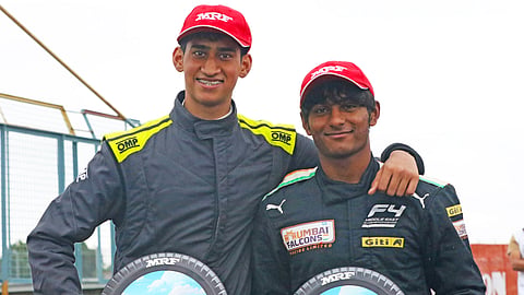 Pune teenagers Sai Shiva Sankaran (left, MRF F1600 race winner) and Arjun Chheda (MRF F2000 )
