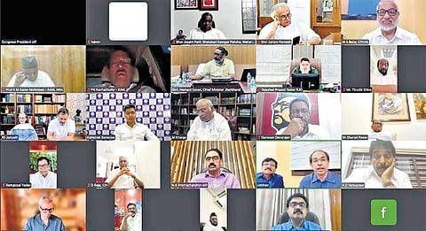 A screengrab from the video meeting between 24 opposition parties 