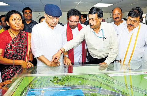 Union Ministers Ashwini Vaishnaw and G Kishan Reddy inspected ongoing works of the Railway Manufacturing Unit in Kazipet on Saturday