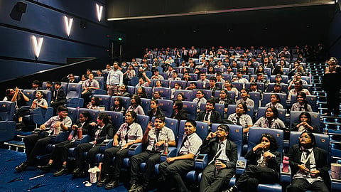 The students watching a special screening of ‘Sitare Zameen Par’ 