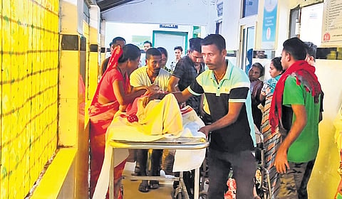 The victim being shifted from Umerkote sub-divisional hospital on Wednesday. 