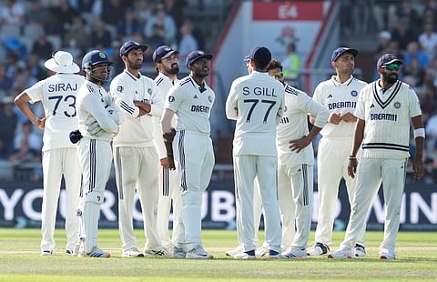 India players wait on looking at the big screen during Day of the 4th Test on Thursday