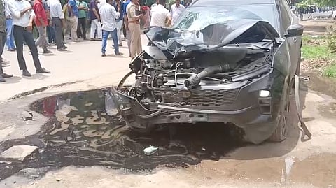 According to officials, the accident occurred around morning rush hour when a car (registration number GJ18 EE 7887), driven recklessly by Patel, veered out of control and rammed into bystanders and vehicles along the service road. 