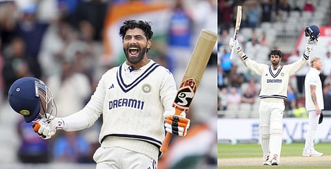 Ravindra Jadeja and Washington Sundar celebrate their hundreds