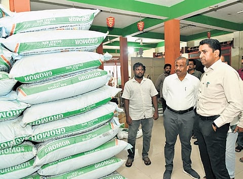 During the inspection,  Collector G Lakshmisha checked records, stock registers, and other documentation. 