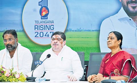 Transport Minister Ponnam Prabhakar addresses the media at the Secretariat