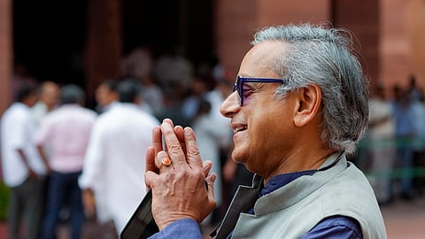 Congress MP Shashi Tharoor during the Monsoon session of Parliament, in New Delhi, Monday, July 28, 2025. 