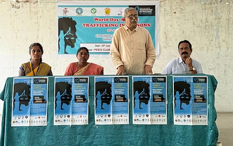 Marking the World Day Against Trafficking in Persons, survivors of human trafficking gathered at the Vijayawada Press Club on Tuesday to call for stronger state action and effective Anti-Human Trafficking Units (AHTUs) across the state. 