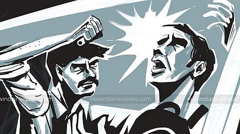 A person in the passenger seat started abusing the couple and hit the IAF officer with a roadside tree branch. 