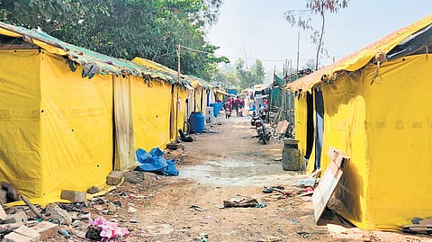 A Bengali migrant settlement on Balagere Road in Varthur 