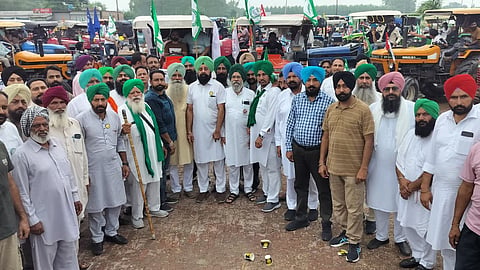 Farmers in Punjab protesting against the land pooling policy.