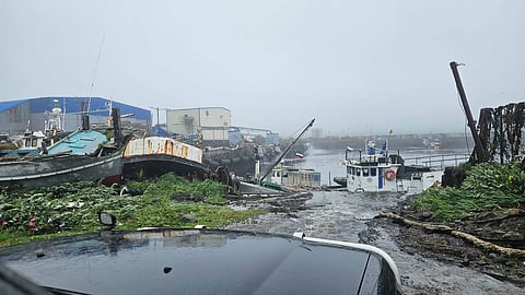 This image, released by the Geophysical Service of the Russian Academy of Sciences on July 30, 2025, shows the tsunami-hit Severo-Kurilsk on Paramushir Island of Russia's northern Kuril Islands.