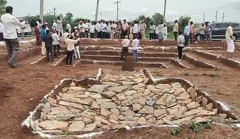 District Collector A Thameem Ansariya along with other officers inspected several Farm ponds taken up under the MGNREGA works in Kandulapuram village of Cumbham mandal on Tuesday. 