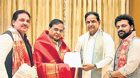 TTD Board Chairman BR Naidu met Assam Chief Minister Himanta Biswa Sarma in Guwahati on Friday.