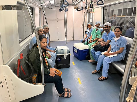 The Bangalore Metro Rail Corporation Limited (BMRCL) dedicated the last coach of a regular service train exclusively for the mission. 