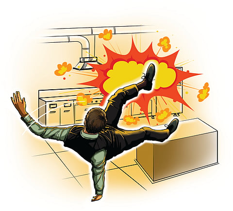 A man died after a gas cylinder exploded at a hotel in Manickyapuram, Nedumangad.