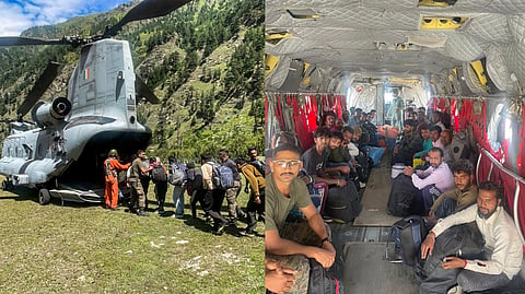  People being evacuated from cloudburst-hit Harsil area, in Uttarkashi, Friday