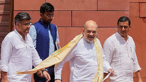 Union Home Minister Amit Shah during the Monsoon session of Parliament, in New Delhi, Thursday, Aug. 7, 2025