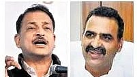 BJP's Rajiv Pratap Rudy (L) and Sanjeev Balyan.