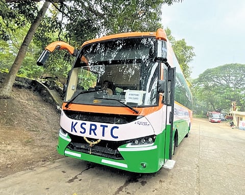 KSRTC’s new sleeper bus at Central Works depot in Thiruvananthapuram