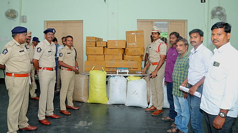 The Guntur district police destroyed a large quantity of seized narcotics at the Jindal Waste-to-Energy Plant on Tuesday. 