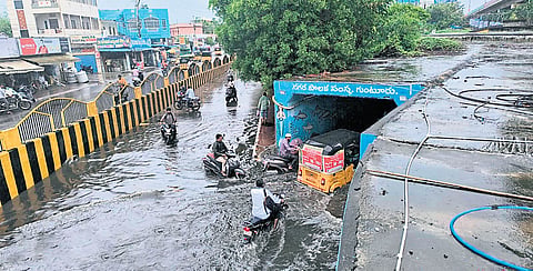 Rainwater overflowing at Kankaragunta RUB on Wednesday