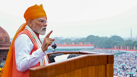 Prime Minister Narendra Modi addresses the nation from the Red Fort on the occasion of the 79th Independence Day. 