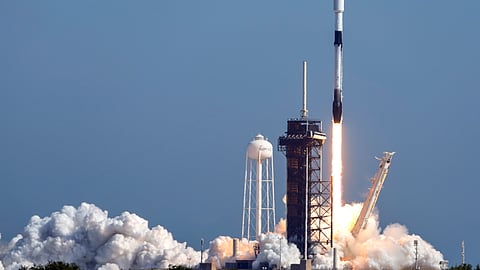 A SpaceX Falcon 9 rocket with a SXM-9 digital, audio radio satellite payload, lifts off from pad 39A at the Kennedy Space Center in Cape Canaveral, Fla., Dec. 5, 2024. 