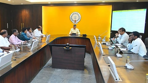 CM Nara Chandrababu Naidu during review meeting on housing department at Secretariat in Velagapudi on Wednesday.