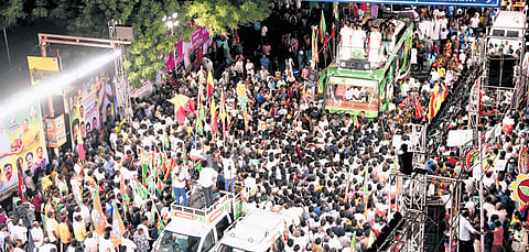 AIADMK general secretary Edappadi K Palaniswami addressing a campaign in Tiruchy on Monday. 