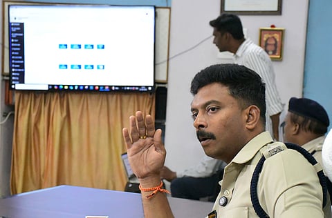 SP V Harshavardhan Raju explains the newly launched CVIRMS in Tirupati on Monday | 