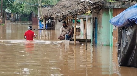 Floodwater enters Mallikapur under Dasarathapur block in Jajpur district 