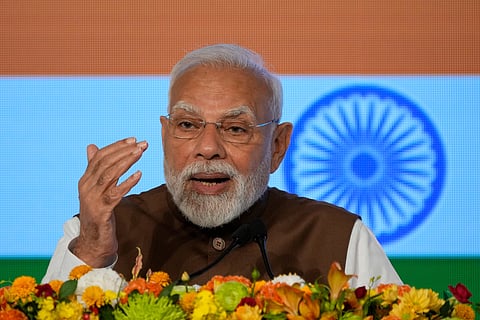 Prime Minister Narendra Modi delivers a speech during the Japan India Economic Forum in Tokyo Friday, Aug. 29, 2025. 