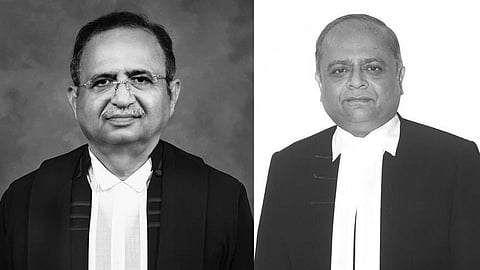 Justices Alok Aradhe (left) and Vipul Manubhai Pancholi were sworn in as Supreme Court judges by Chief Justice of India B.R. Gavai on August 29, 2025. 