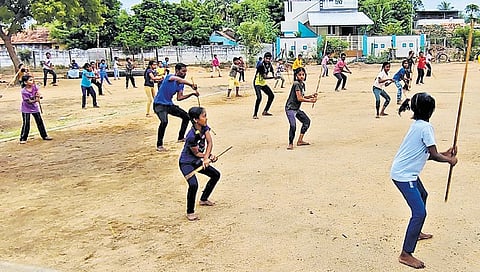 In four years, Ramakrishnan has taught the ancient Tamil martial art of silambam to over 400 kids and youths in Manachanallur, free of charge 