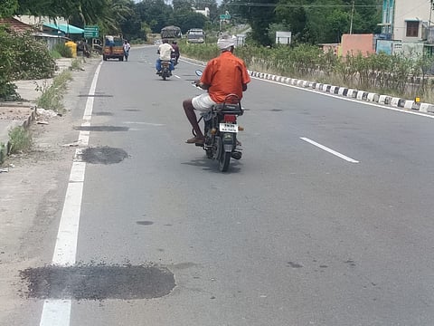 Pictures of patchwork undertaken on the state highway road connecting Dharmapuri and Tiruvannamalai.