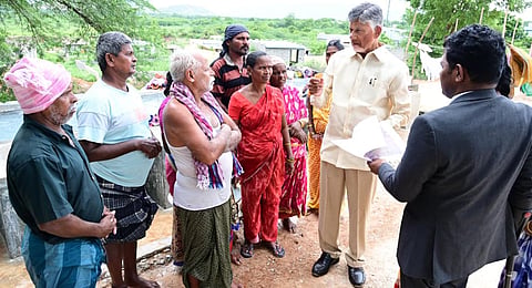 CM Nara Chandrababu Naidu during Pedala Sevalo program at Boinapalle of Rajampet constituency on Monday. 
