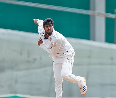 P Vidyuth of TNCA President's XI in action