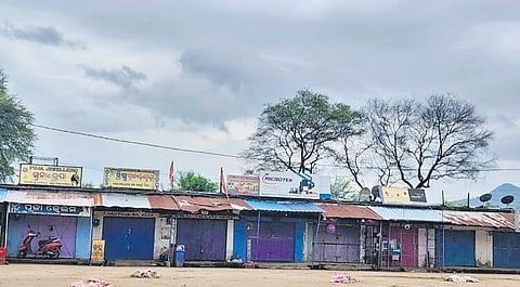 Shops closed in M Rampur due to the bandh over NAC status demand.
