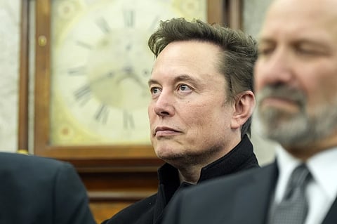 Elon Musk listens as President Donald Trump meets with India’s Prime Minister Narendra Modi in the Oval Office of the White House, Feb. 13, 2025, in Washington. 