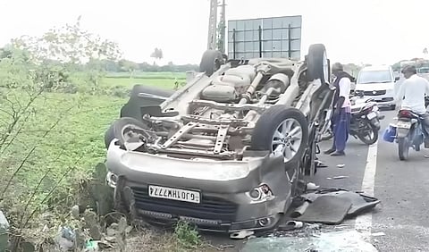 The accident occurred near Jangvad village in Jasdan taluka around 1.30 am, when a group of students was travelling to Diu.