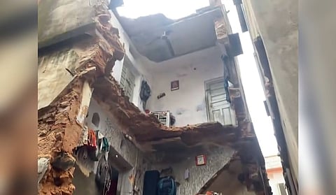 The portion of the dilapidated house that collapse in Jaipur.