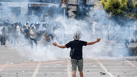 The protests turned violent when some agitators entered the Parliament complex, prompting police to resort to baton charges, tear gas shells and rubber bullets to disperse the crowd. 