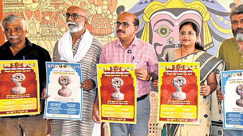 Committee members launch posters of Dasara crafts.