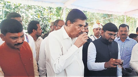 Governor Hari Babu Kambhampati enjoying a cup of Koraput coffee
