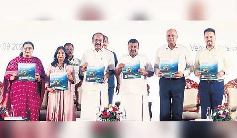Ministers Thangam Thenarasu and RS Rajakannappan handing over appointment orders to new recruits in the forest department on Tuesday 
